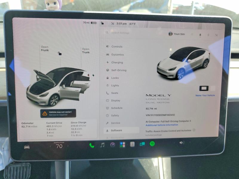 Aukcja sprzedaży 2021 Tesla Model Y, vin: 5YJYGDEE5MF083412, numer aukcji: 62872966