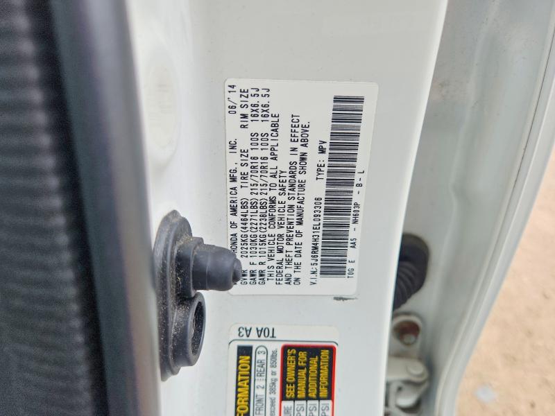61887836 :رقم المزاد ، 5J6RM4H31EL093306 vin ، 2014 Honda Cr-v مزاد بيع