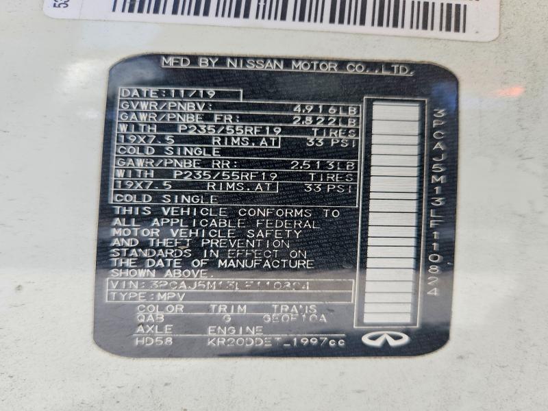 2020 Infiniti Qx50 მანქანა იყიდება აუქციონზე, vin: 3PCAJ5M13LF110824, აუქციონის ნომერი: 61307206