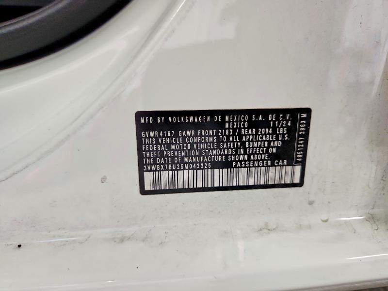 2025 Volkswagen Jetta მანქანა იყიდება აუქციონზე, vin: 3VWBX7BU2SM042325, აუქციონის ნომერი: 85973105