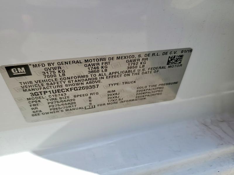 Aukcja sprzedaży 2015 Gmc Sierra, vin: 3GTP1UECXFG269357, numer aukcji: 62650056