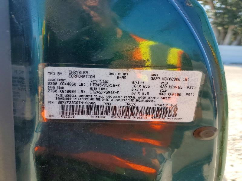 Продажа на аукционе авто 1996 Dodge Ram 2500, vin: 3B7KF23C6TM192065, номер лота: 61615936