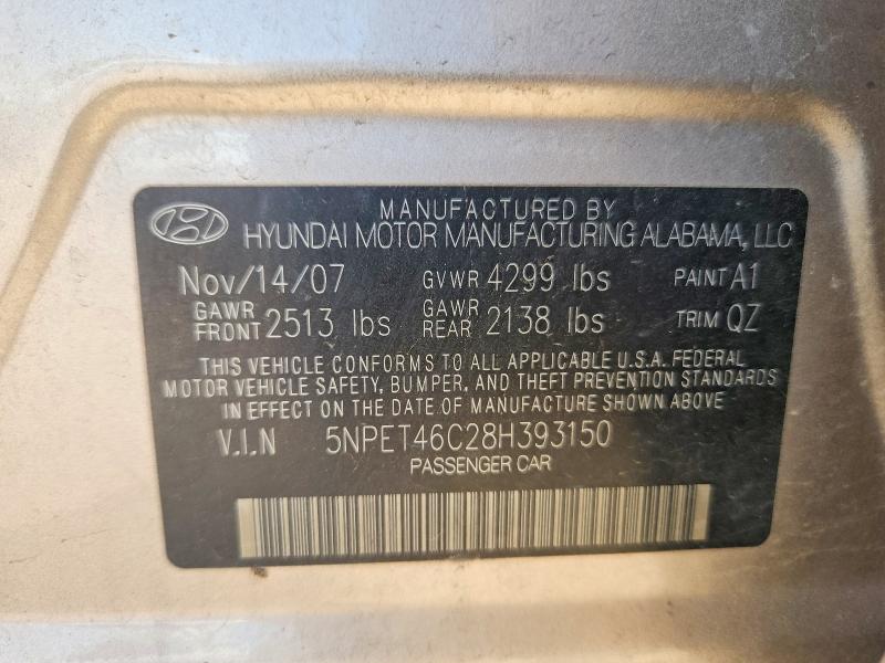 Aukcja sprzedaży 2008 Hyundai Sonata, vin: 5NPET46C28H393150, numer aukcji: 60609626