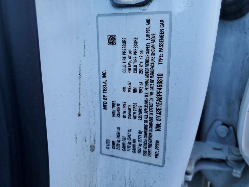 Aukcja sprzedaży 2023 Tesla Model 3, vin: 5YJ3E1EA8PF469810, numer aukcji: 60021476