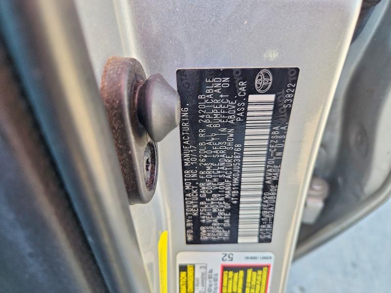 2018 Toyota Camry მანქანა იყიდება აუქციონზე, vin: 4T1B11HK0JU538768, აუქციონის ნომერი: 59542856