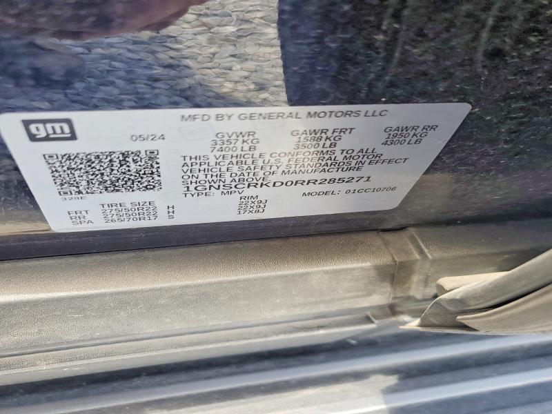 Aukcja sprzedaży 2024 Chevrolet Tahoe, vin: 1GNSCRKD0RR285271, numer aukcji: 60024316