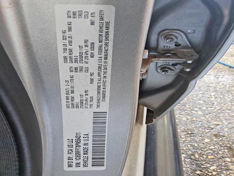 2023 Ram 1500 მანქანა იყიდება აუქციონზე, vin: 1C6SRFFT8PN564311, აუქციონის ნომერი: 61141286