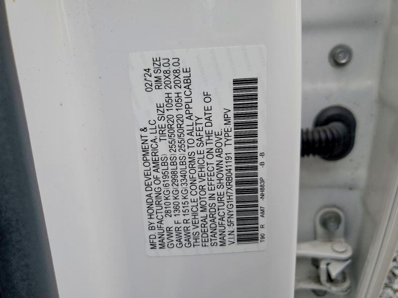 2024 Honda Pilot მანქანა იყიდება აუქციონზე, vin: 5FNYG1H7XRB041191, აუქციონის ნომერი: 58997626