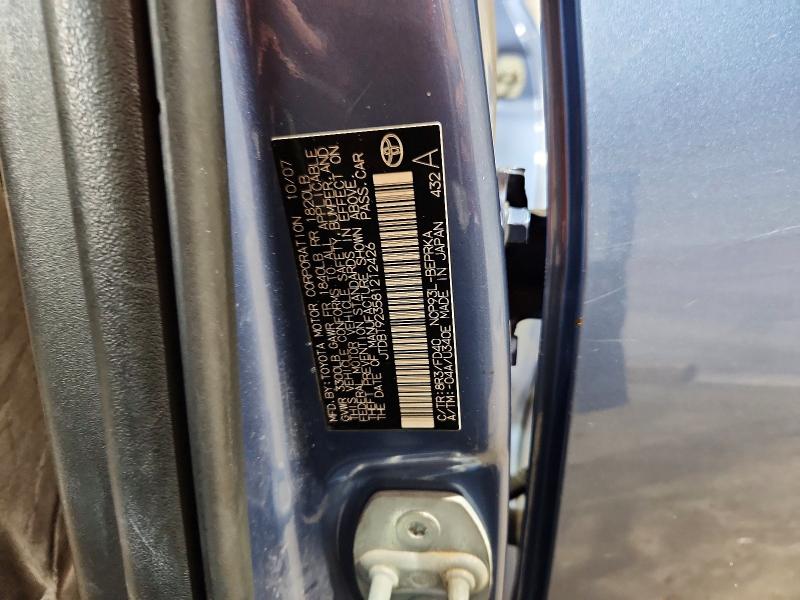 62742716 :رقم المزاد ، JTDBT923581212426 vin ، 2008 Toyota Yaris مزاد بيع