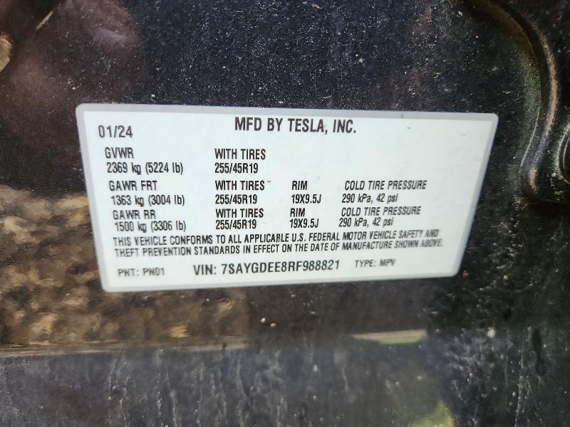 60148206 :رقم المزاد ، 7SAYGDEE8RF988821 vin ، 2024 Tesla Model Y مزاد بيع