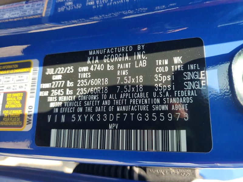 59333466 :رقم المزاد ، 5XYK33DF7TG355973 vin ، 2026 Kia Sportage مزاد بيع