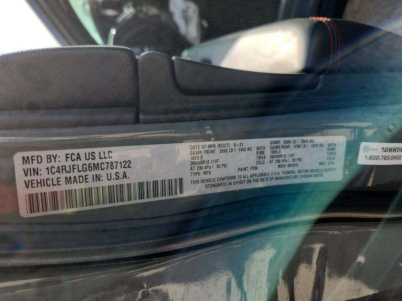 61972486 :رقم المزاد ، 1C4RJFLG6MC787122 vin ، 2021 Jeep Grand Cherokee مزاد بيع