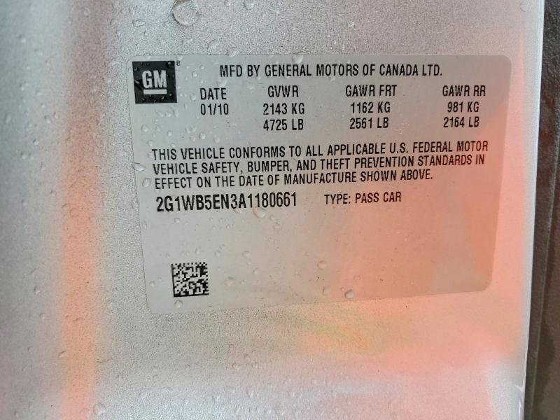 2010 Chevrolet Impala მანქანა იყიდება აუქციონზე, vin: 2G1WB5EN3A1180661, აუქციონის ნომერი: 59991376