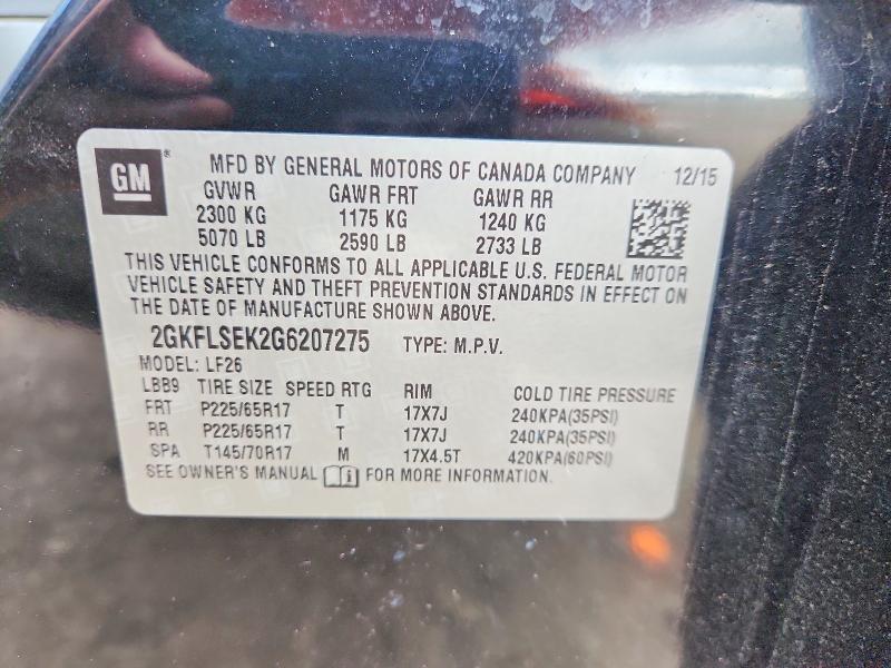 2016 Gmc Terrain მანქანა იყიდება აუქციონზე, vin: 2GKFLSEK2G6207275, აუქციონის ნომერი: 62757606