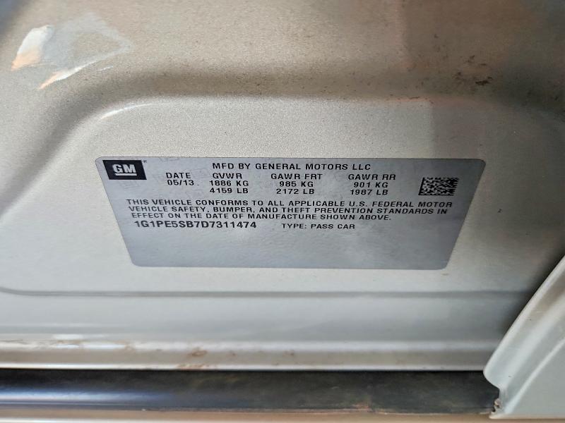 Продаж на аукціоні авто 2013 Chevrolet Cruze, vin: 1G1PE5SB7D7311474, номер лоту: 62995736