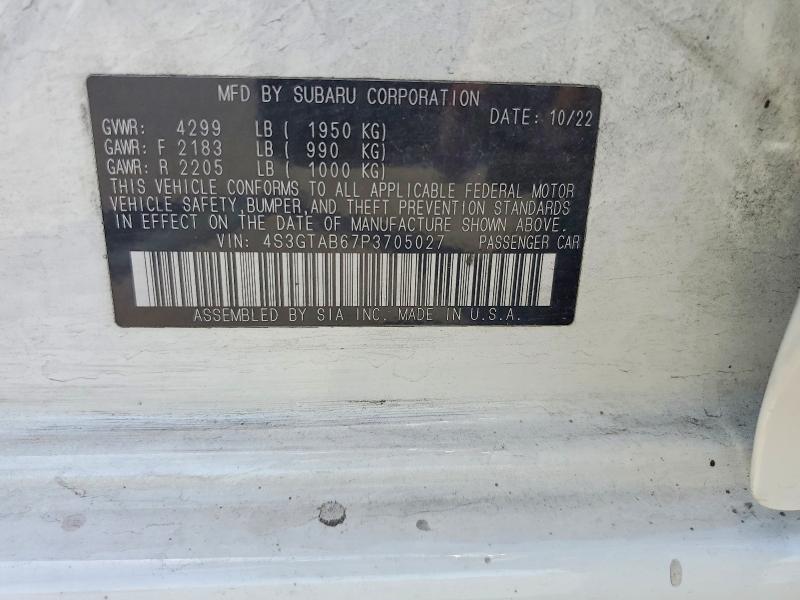 59846966 :رقم المزاد ، 4S3GTAB67P3705027 vin ، 2023 Subaru Impreza مزاد بيع