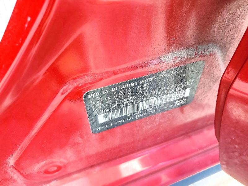 2021 Mitsubishi Mirage მანქანა იყიდება აუქციონზე, vin: ML32AUHJXMH011396, აუქციონის ნომერი: 59648686