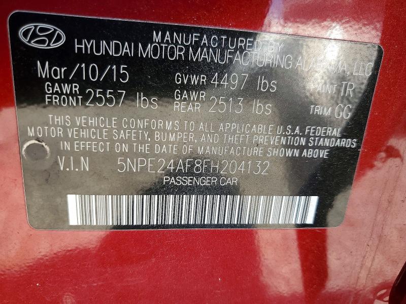 2015 Hyundai Sonata მანქანა იყიდება აუქციონზე, vin: 5NPE24AF8FH204132, აუქციონის ნომერი: 60881216