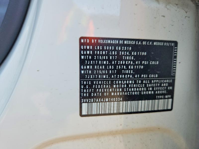 Продаж на аукціоні авто 2018 Volkswagen Tiguan, vin: 3VV2B7AX4JM140334, номер лоту: 61603386