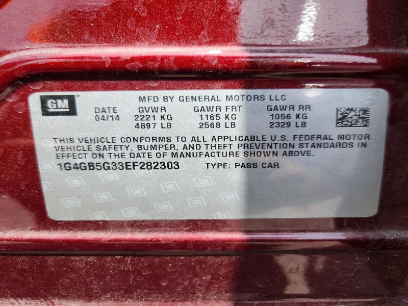 2014 Buick Lacrosse მანქანა იყიდება აუქციონზე, vin: 1G4GB5G33EF282303, აუქციონის ნომერი: 61980926