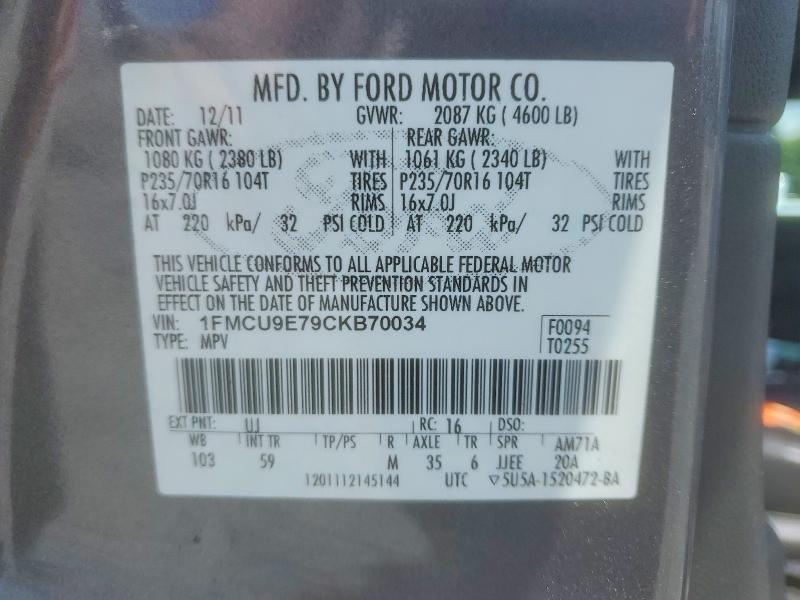Продажа на аукционе авто 2012 Ford Escape, vin: 1FMCU9E79CKB70034, номер лота: 61598856