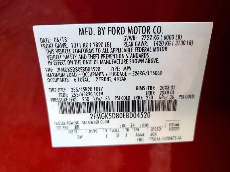 Продажа на аукционе авто 2014 Ford Flex, vin: 2FMGK5D80EBD04520, номер лота: 63409166