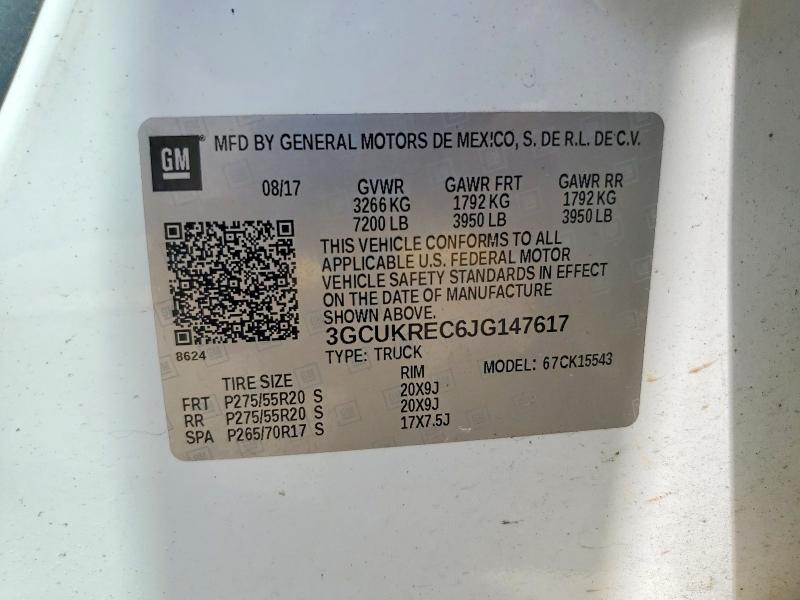 Aukcja sprzedaży 2018 Chevrolet Silverado, vin: 3GCUKREC6JG147617, numer aukcji: 61412436