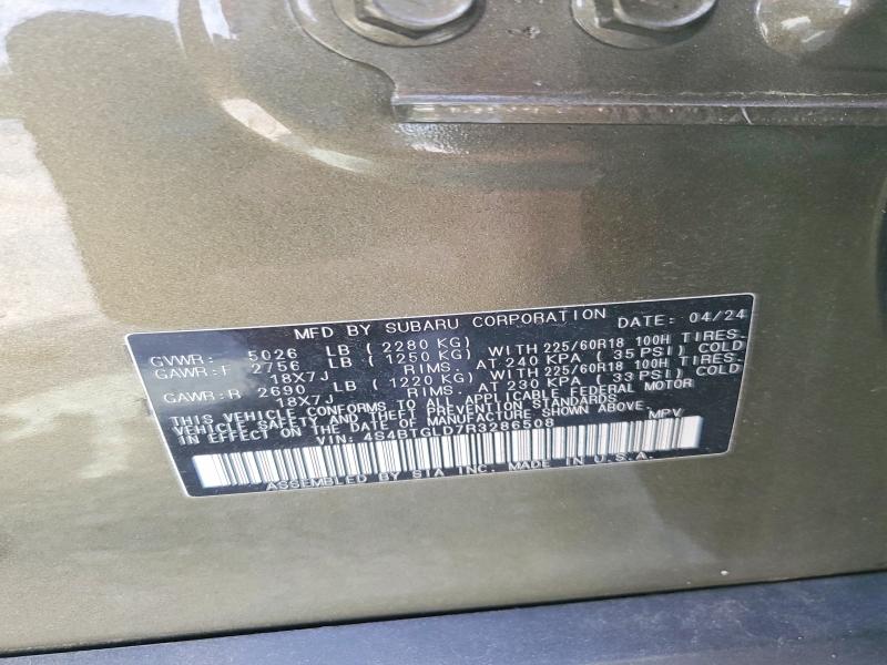 Aukcja sprzedaży 2024 Subaru Outback, vin: 4S4BTGLD7R3286508, numer aukcji: 61718106