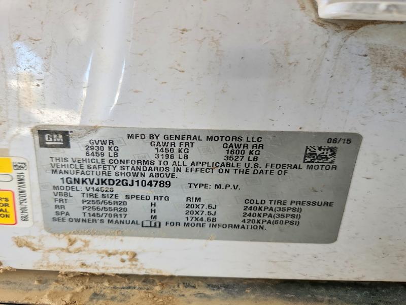 2016 Chevrolet Traverse მანქანა იყიდება აუქციონზე, vin: 1GNKVJKD2GJ104789, აუქციონის ნომერი: 60387836