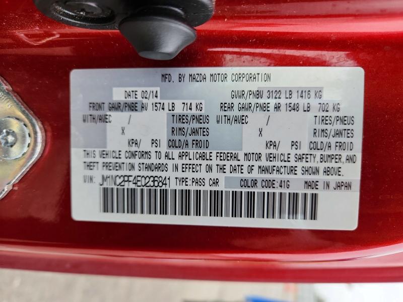 Продаж на аукціоні авто 2014 Mazda Mx-5 Miata, vin: JM1NC2PF4E0236841, номер лоту: 59831716