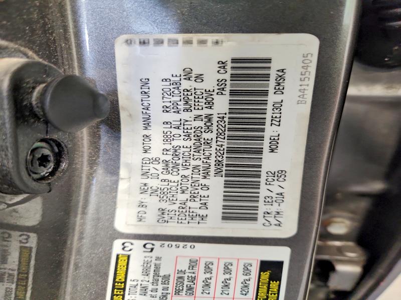 60275296 :رقم المزاد ، 1NXBR32E47Z822341 vin ، 2007 Toyota Corolla مزاد بيع