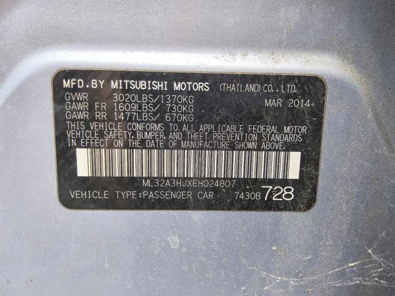 Продаж на аукціоні авто 2014 Mitsubishi Mirage, vin: ML32A3HJXEH024807, номер лоту: 60827306