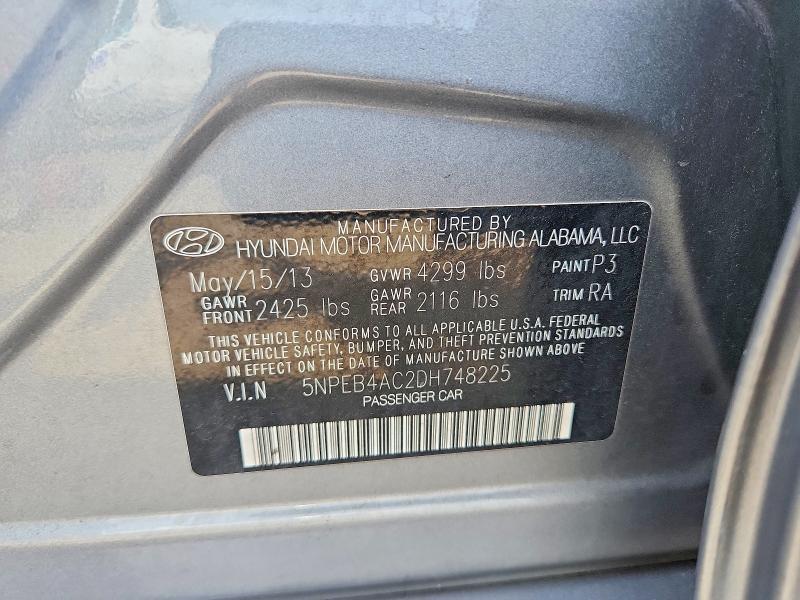 Продаж на аукціоні авто 2013 Hyundai Sonata, vin: 5NPEB4AC2DH748225, номер лоту: 62065066