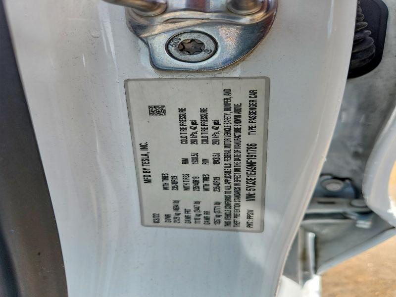 60093126 :رقم المزاد ، 5YJ3E1EA9NF191786 vin ، 2022 Tesla Model 3 مزاد بيع