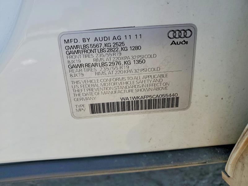 Продажа на аукционе авто 2012 Audi Q5, vin: WA1WKAFP5CA055440, номер лота: 61198916