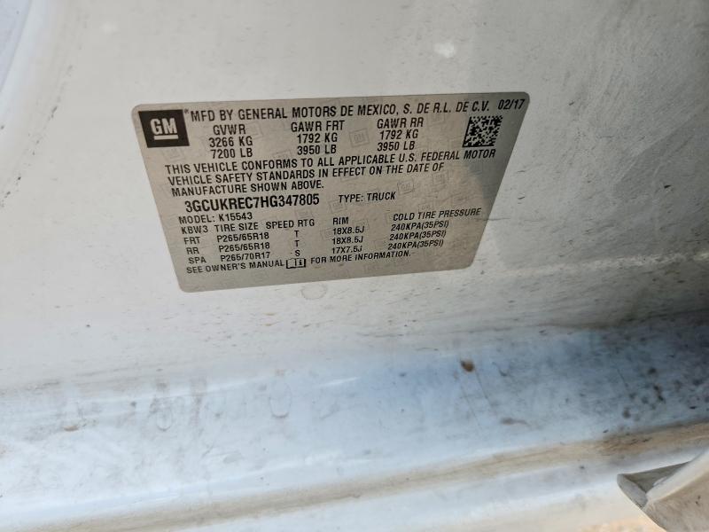 61336566 :رقم المزاد ، 3GCUKREC7HG347805 vin ، 2017 Chevrolet Silverado مزاد بيع
