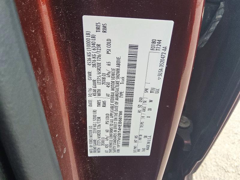 Aukcja sprzedaży 2017 Ford F250, vin: 1FT7W2BT4HEB68786, numer aukcji: 59556856