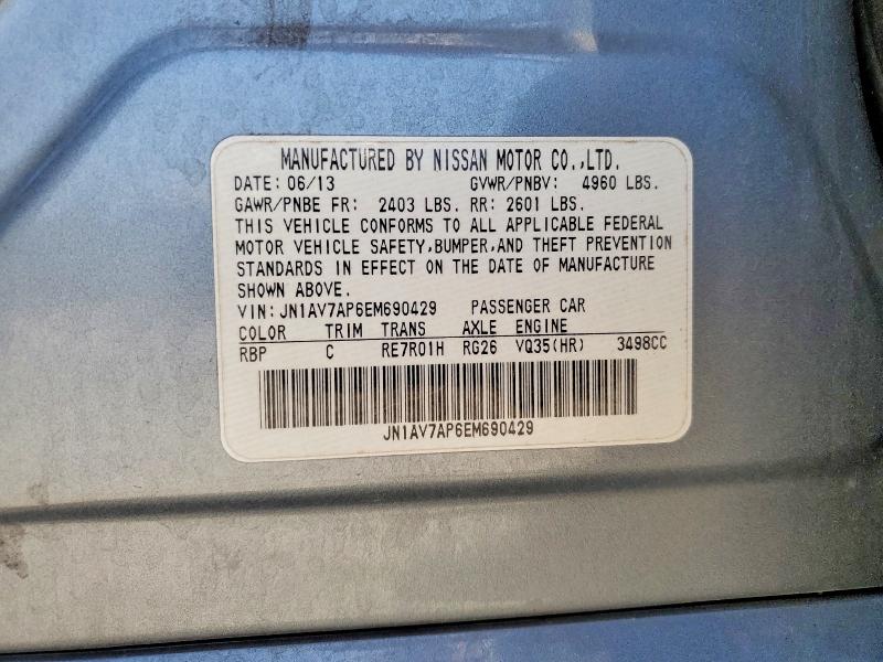 Продаж на аукціоні авто 2014 Infiniti Q50 Hybrid, vin: JN1AV7AP6EM690429, номер лоту: 59398036