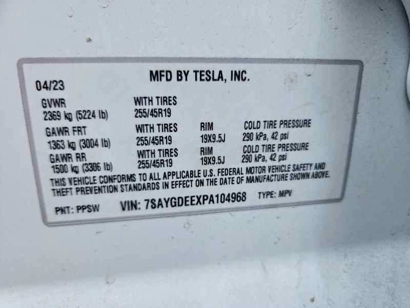 60875256 :رقم المزاد ، 7SAYGDEEXPA104968 vin ، 2023 Tesla Model Y مزاد بيع