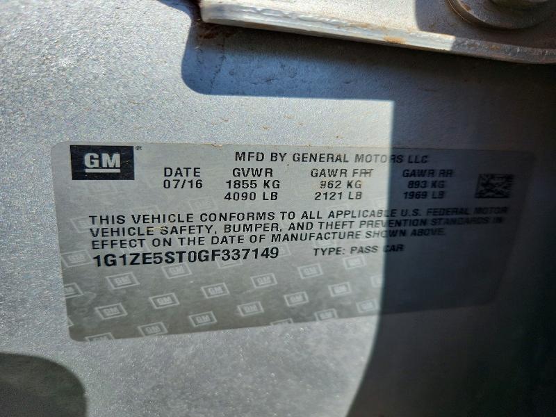 62662966 :رقم المزاد ، 1G1ZE5ST0GF337149 vin ، 2016 Chevrolet Malibu مزاد بيع