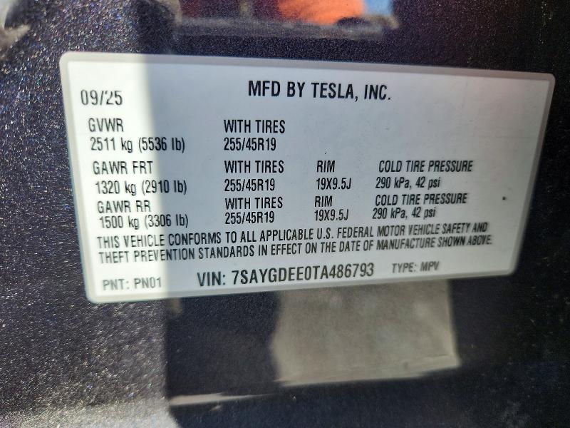 Aukcja sprzedaży 2026 Tesla Model Y, vin: 7SAYGDEE0TA486793, numer aukcji: 63149706