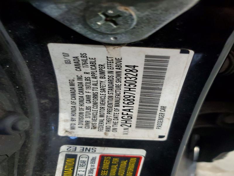 Продаж на аукціоні авто 2007 Honda Civic, vin: 2HGFA16897H503284, номер лоту: 62655136