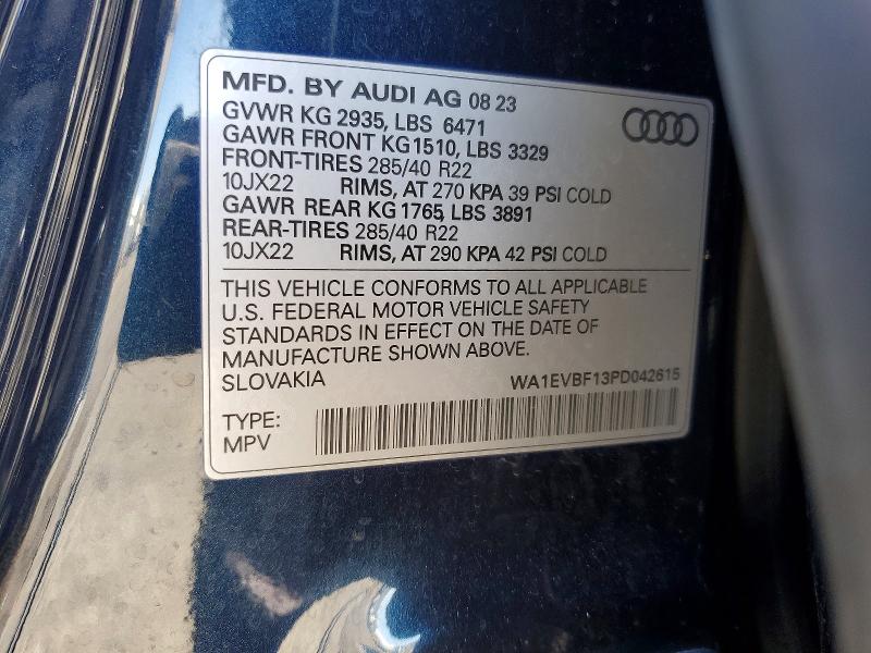 Aukcja sprzedaży 2023 Audi Q8, vin: WA1EVBF13PD042615, numer aukcji: 61056116