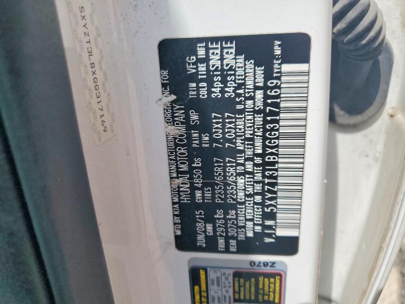 Продаж на аукціоні авто 2016 Hyundai Santa Fe, vin: 5XYZT3LBXGG317169, номер лоту: 59577196
