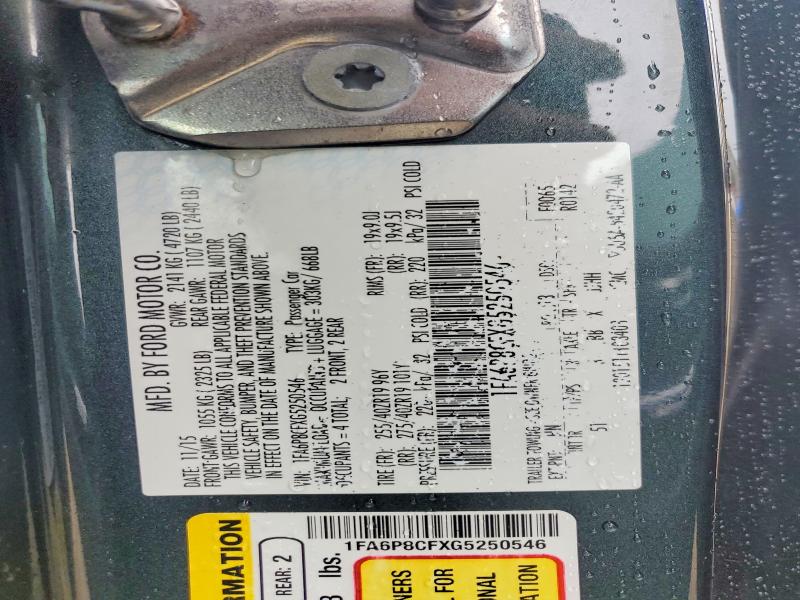 Продаж на аукціоні авто 2016 Ford Mustang, vin: 1FA6P8CFXG5250546, номер лоту: 60277966