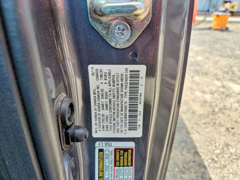 2015 Honda Civic მანქანა იყიდება აუქციონზე, vin: 2HGFG3B84FH500176, აუქციონის ნომერი: 62152406