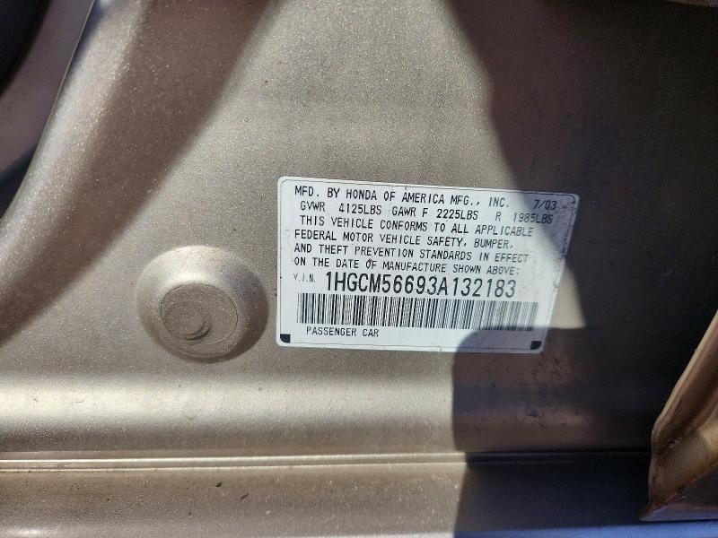 61497856 :رقم المزاد ، 1HGCM56693A132183 vin ، 2003 Honda Accord مزاد بيع