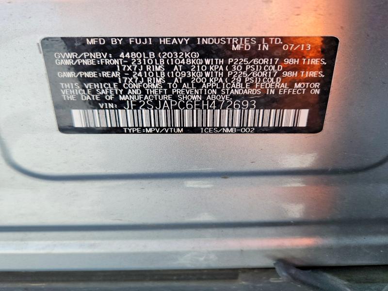 Aukcja sprzedaży 2014 Subaru Forester, vin: JF2SJAPC6EH472693, numer aukcji: 58489966