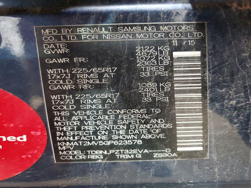 2016 Nissan Rogue მანქანა იყიდება აუქციონზე, vin: KNMAT2MV5GP623578, აუქციონის ნომერი: 61048386