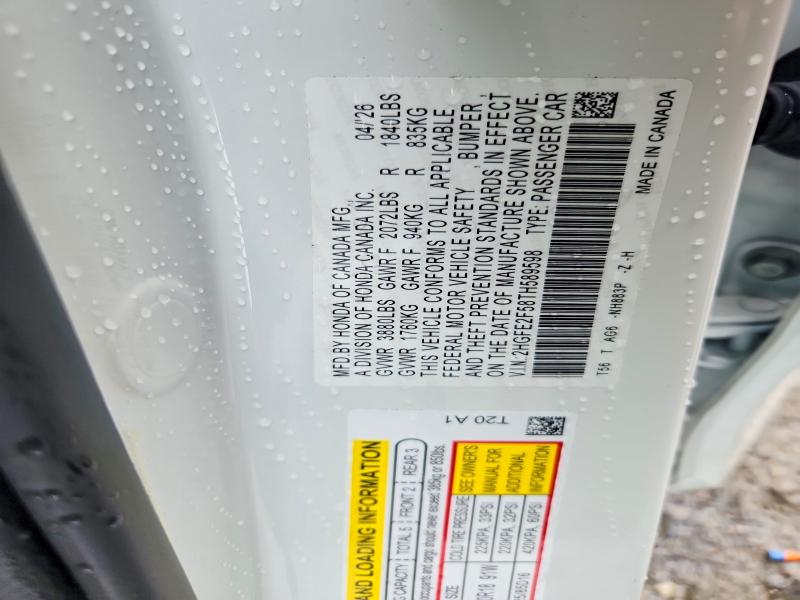 Продажа на аукционе авто 2026 Honda Civic, vin: 2HGFE2F58TH589598, номер лота: 60869396